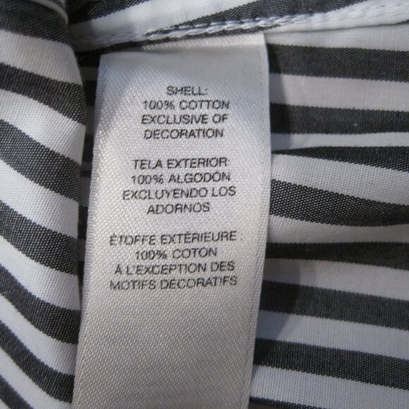 Chico’s No Iron Coloblock Striped Button Down Shirt Size 1 (US 8) 100% Cotton - Picture 5 of 5